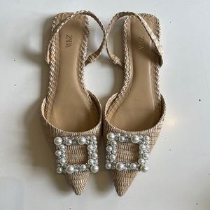 Zara pearl embellished flats size 38/7